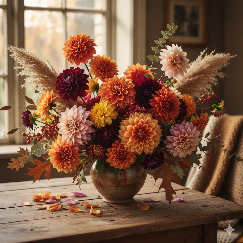 Autumn dahlia arrangement