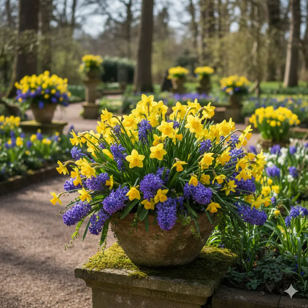 Daffodil and hyacinth display